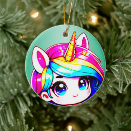 Anime Unicorn Kids Ceramic Ornament