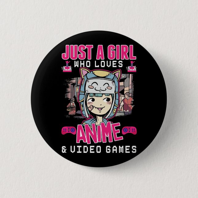 Anime Video Games Girl Otaku Teen Japanese Gaming 2 Inch Round Button (Front)