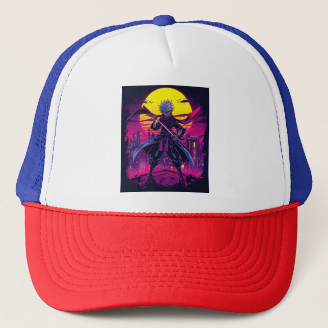 Anime Violet – Bold & Dreamy Aesthetics Trucker Hat (Front)