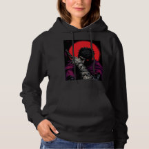 Anime Warrior Red Moon Sword Hug Art