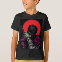 Anime Warrior Red Moon Sword Hug Art