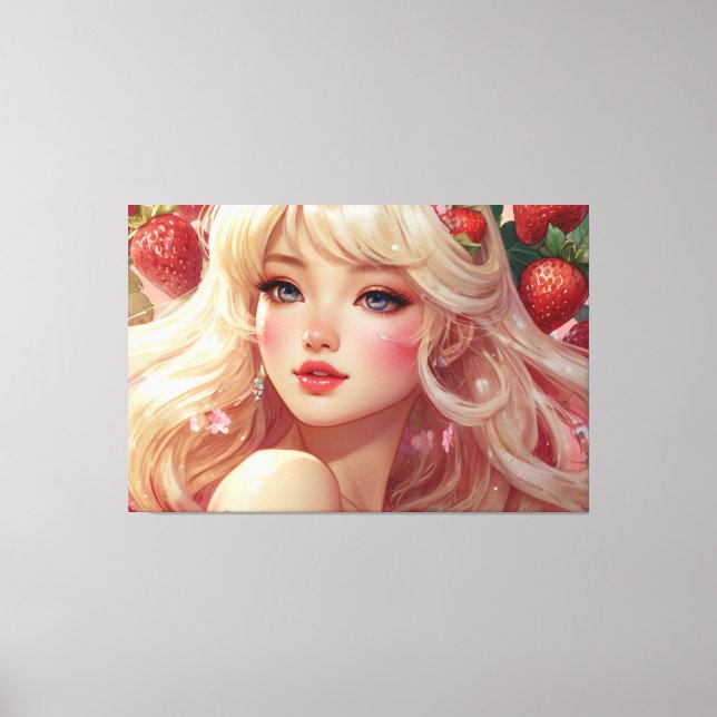 Anime Watercolor Stretched Canvas Print (Front)