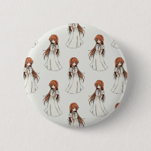 Anime Weeb Girl Manga Pattern Design  2 Inch Round Button