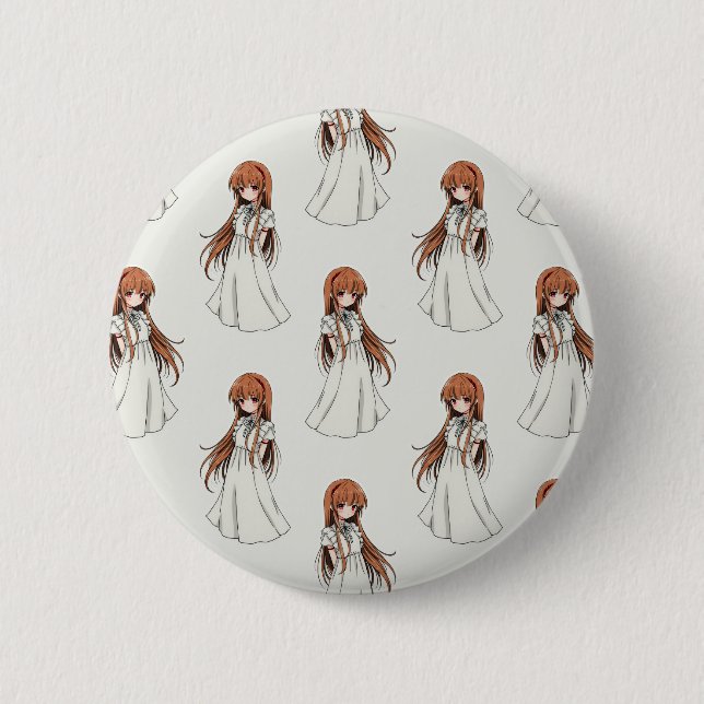 Anime Weeb Girl Manga Pattern Design  2 Inch Round Button (Front)