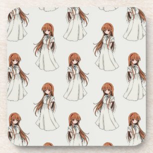 Anime Weeb Girl Manga Pattern Design  Coaster