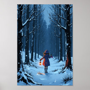 Anime Winter Lantern Snow Wall Art