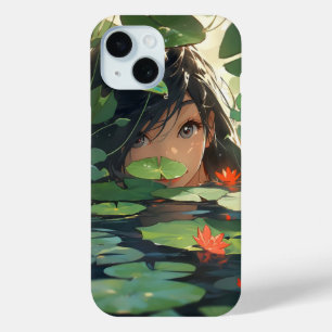 Anime Woman in Lake iPhone 15 Case
