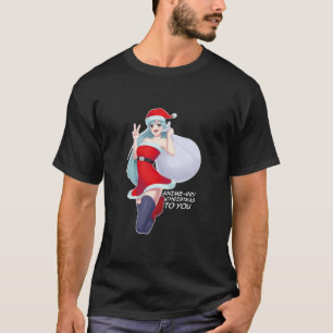 Animerry Christmas To You Cute Anime Santa Girl Lo T-Shirt