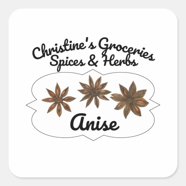 Anise spice jar. square sticker (Front)