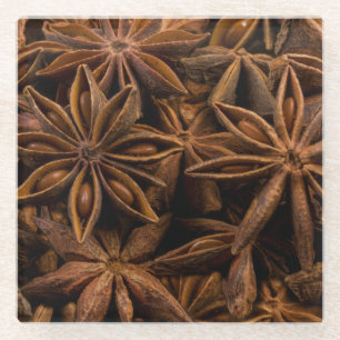 Anise Stars Pattern Glass Coaster