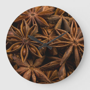 Anise Stars Pattern Large Clock