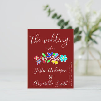 Anishinaabe Floral Strawberry Wedding Invitation