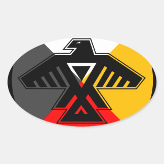 Anishinaabe Thunderbird in the Four Directions Oval Sticker