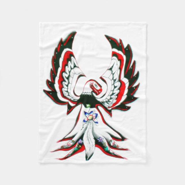 Anishinaabe Thunderbird Warm Cozy Fleece Blanket (Front)
