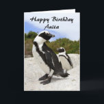 Anita Happy Birthday African Penguins Humour Card<br><div class="desc">The African Penguin (Spheniscus demersus), also known as the Black-footed Penguin, is found only in southern African waters. It 's also widely known as the "Jackass" Penguin because it makes a donkey-like bray, although several species of South American penguins produce the same sound, according to Wikipedia. About 4 million penguins...</div>