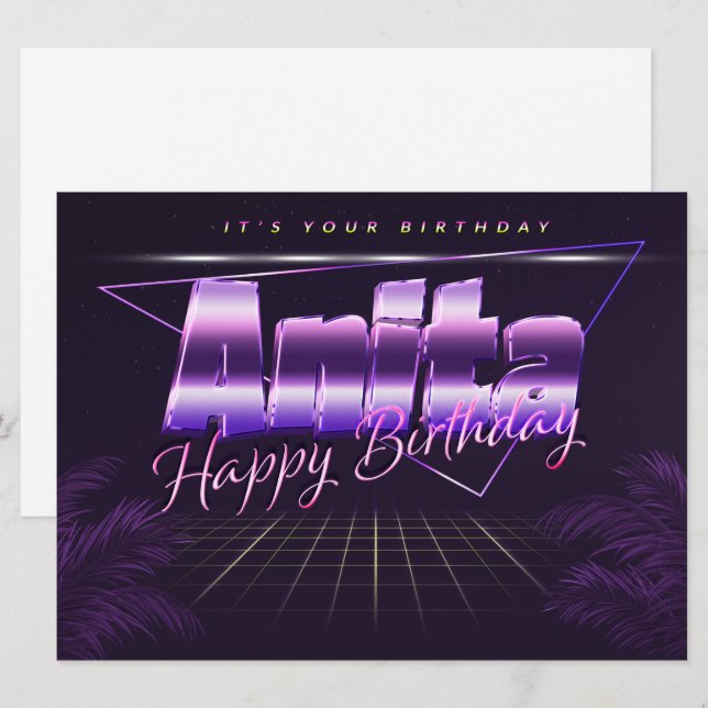 Anita Name First name pura retro card Birthday (Front/Back)