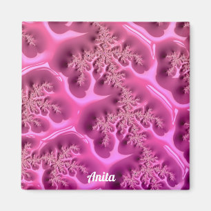 ANITA Personalised Fractal Design ~ Pink Waffle ~ Magnet