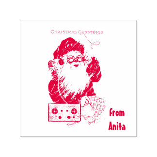 ANITA ~ SANTA ~ Merry Christmas Greetings ~ Self-inking Stamp