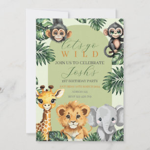 Aniversario del Safari del Bebé Cute Invitation