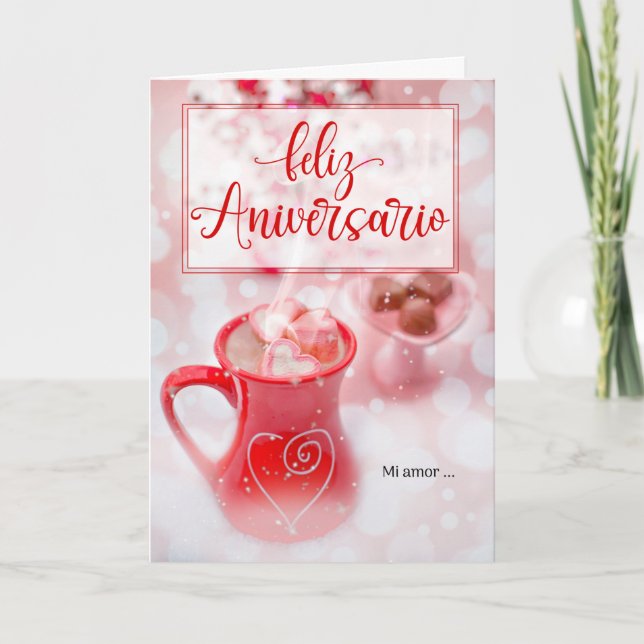 Aniversario Happy Spanish Anniversary Love Romance Card (Front)