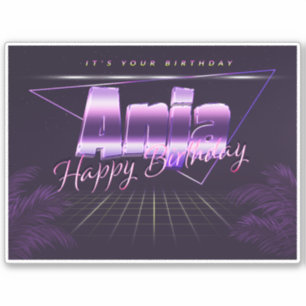 Anja Name Vorname lila retro Sticker Geburtstag