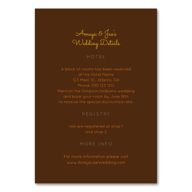 Ankara African Wedding Details 2-sided Insert Card (Front)