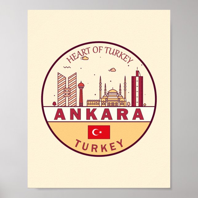 Ankara Turkey City Skyline Emblem Poster (Front)