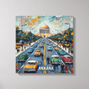 Ankara Turkey Golden Dome Vintage Stretched Canvas Print