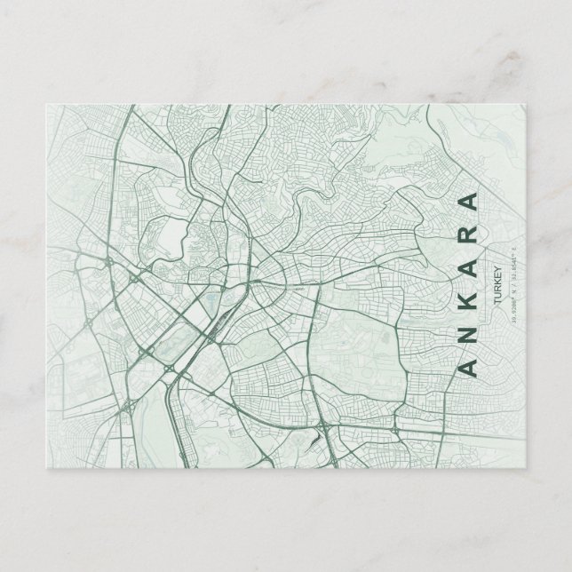 Ankara Turkey Map Minimal Postcard (Front)