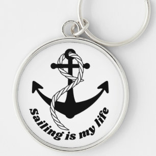 Anker black and white Sailing is my life Keychain