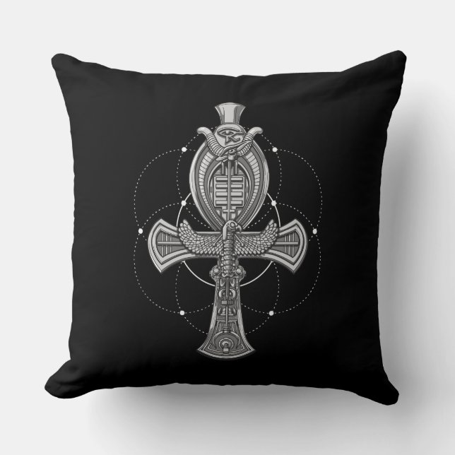 Ankh Cross Eye Of Horus Ancient Egyptian Symbol Throw Pillow (Front)
