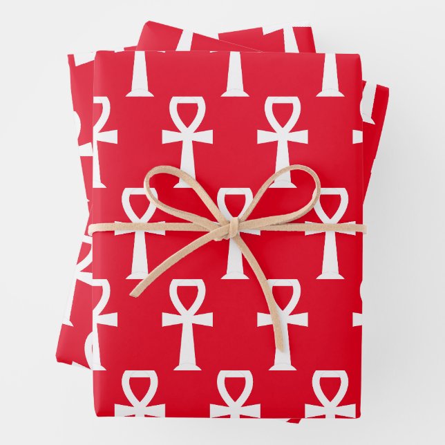 Ankh Egyptian Hieroglyph Wrapping Paper Sheet (In situ)