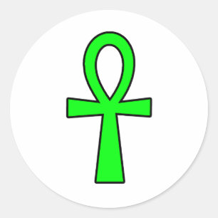 Ankh Egyptian Hieroglyphic Symbols Life Key  Green Classic Round Sticker