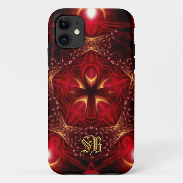 Ankh Energy Red+Gold Custom Monogram Case-Mate iPhone Case (Back)