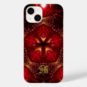 Ankh Energy Red+Gold Custom Monogram Case-Mate iPhone 14 Case