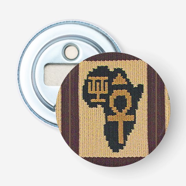 Ankh & Excellence Symbol Africa Map Crochet Print Bottle Opener (Front)
