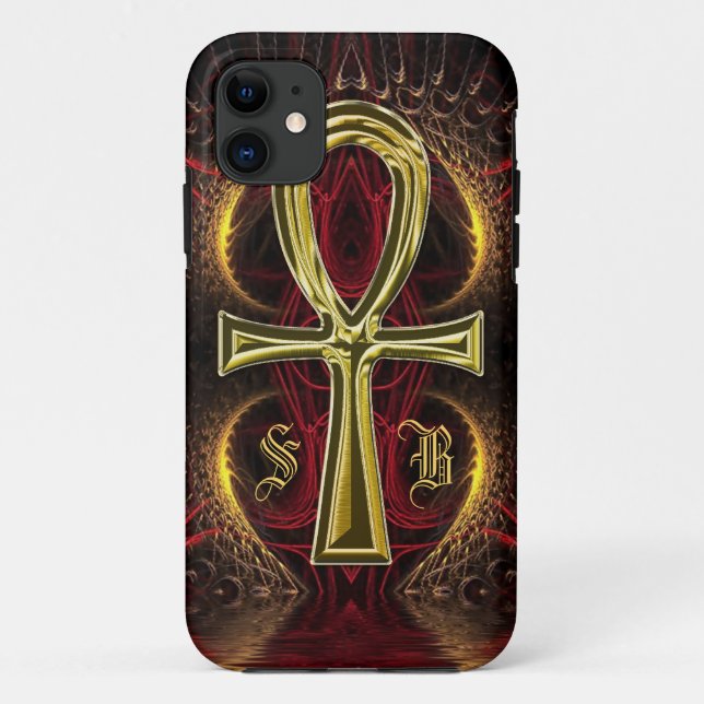Ankh Gold Goddess Custom Name Initials Case-Mate iPhone Case (Back)