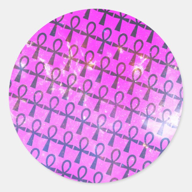 Ankh Pattern Classic Round Sticker (Front)