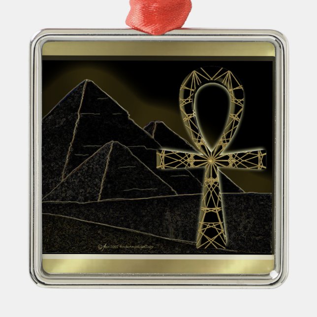 Ankh Pyramid Metal Ornament (Front)