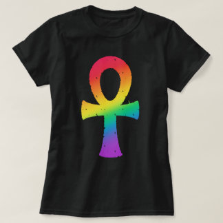 Ankh Rainbow Swirl Pattern T-Shirt