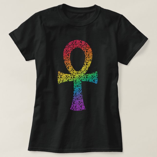 Ankh Rainbow Swirl Pattern T-Shirt (Design Front)