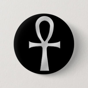 Ankh Silver 2 Inch Round Button