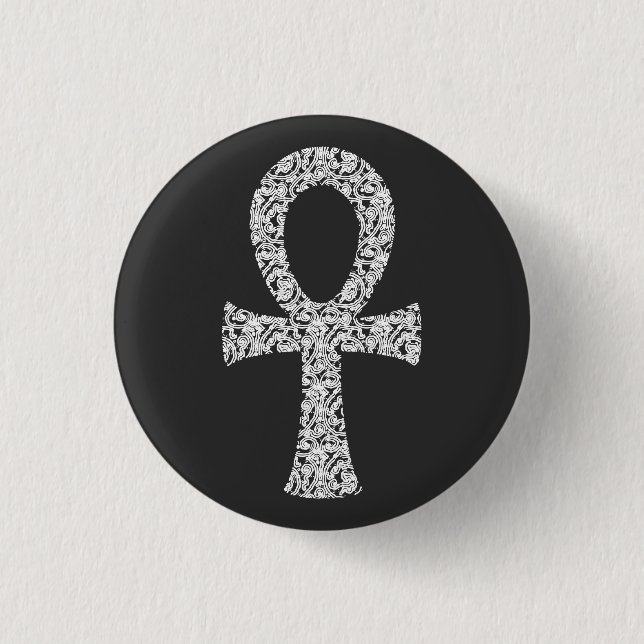 Ankh Swirl Pattern 1 Inch Round Button (Front)