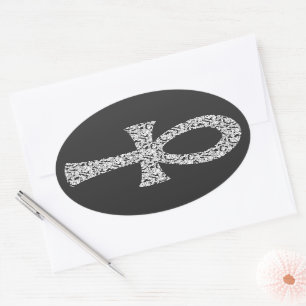 Ankh Swirl Pattern Oval Sticker
