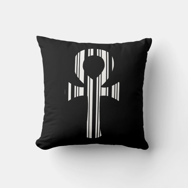 ANKH SYMBOL BAR CODE Ankhs Barcode Design Pattern Throw Pillow (Front)