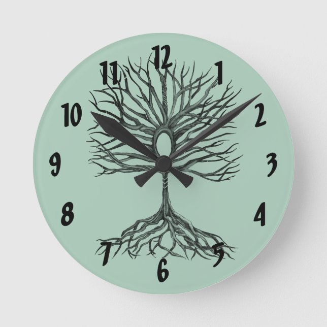Ankh Tree of Life Round Clock (Front)