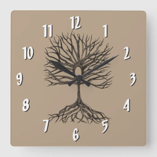 Ankh Tree of Life Square Wall Clock