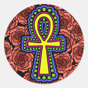 Ankh With Roses Sticker