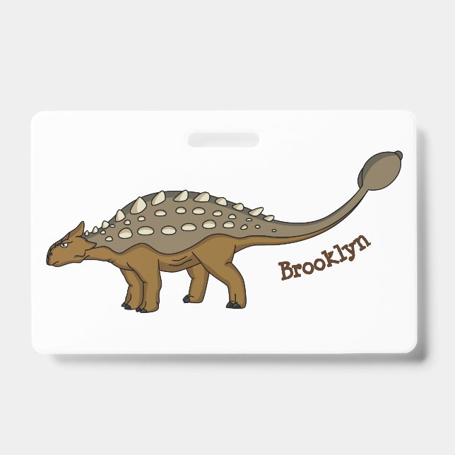 Ankylosaurus armoured dinosaur illustration badge (Front)