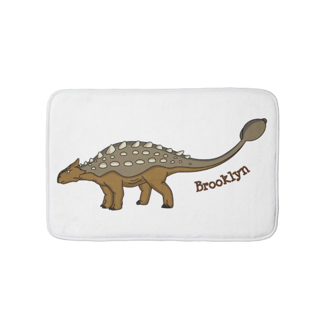Ankylosaurus armoured dinosaur illustration bath mat (Front)